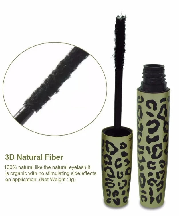 1 Set / 2 Pcs High Quality Love Alpha 3D Fiber Lashes Mascara Rimel Makeup Set Maquiagem Wild Leopard Waterproof Double Mascara