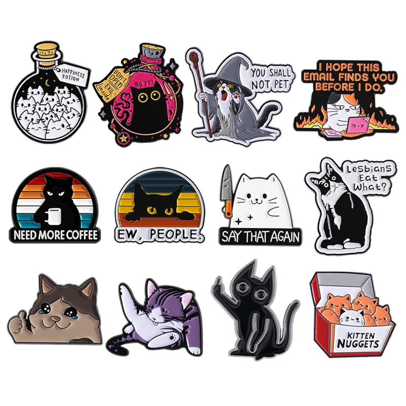 4-20pcs/set Red Eared Rabbit Enamel Pins Anime Characters Turbo Granny Cat Holy Jesus Medical Brooches Lapel Badge Jewelry Gifts