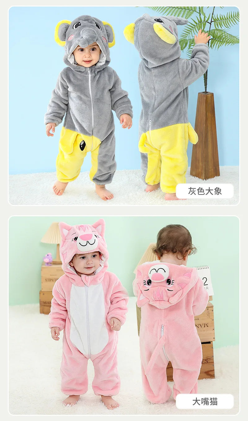 Newborn Baby Deer Animal Cartoon Romper Clothes Girls Pajamas Long Sleeve Hooded Onesies Infant Boys Costumes For Christmas