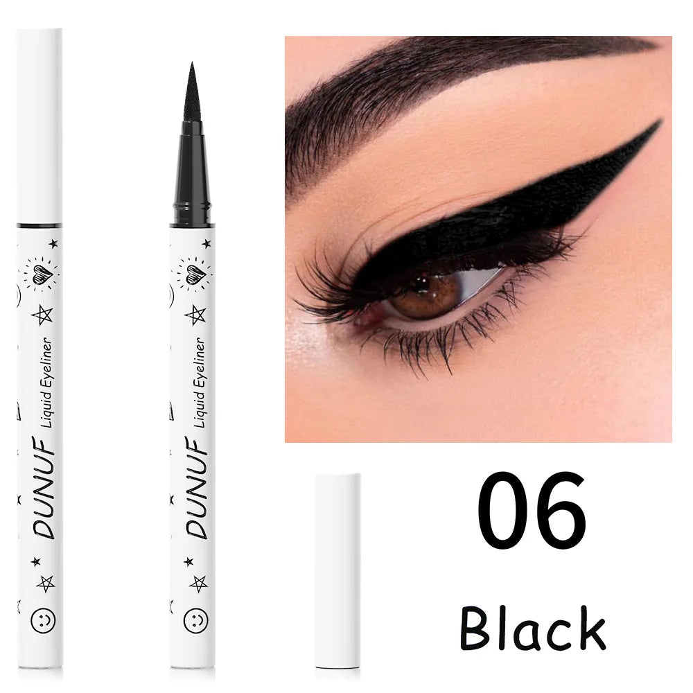 DUNUF New 12 Color Ultra-fine Matte Colorful Liquid Eyeliner Pencil Waterproof Lasting Makeup Eye Liner Pen Black Brown Cosmetic