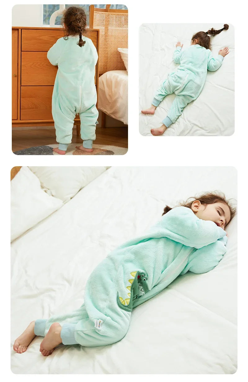 Kawaii Girls Pajamas Winter Purple Rabbit Onesie Hooded Plush Kigurumi Jumpsuit Blanket Sleeper Warm Overall Kids Nightwear Pjs