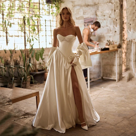 Eightree 2026 Princess A-Line Wedding Dresses Sweetheart Side Slit Shawl Bridal Dress Elegant Wedding Ball Prom Gowns Customized