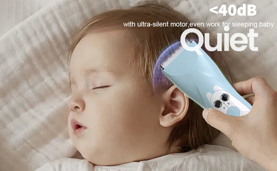 Quiet Baby Hair Clipper Electric Rechargeable Kids Hair Trimmer for Children Grooming Haircut Machine Ceramic Blade Waterproof