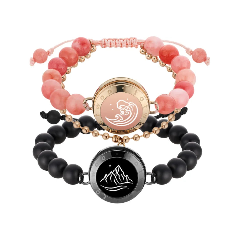 Totwoo Touch Smart Beaded Bracelets for Couple Emotional Bluetooth Jewelry Gift for Girlfriend Boyfriend Anniversary Birthday