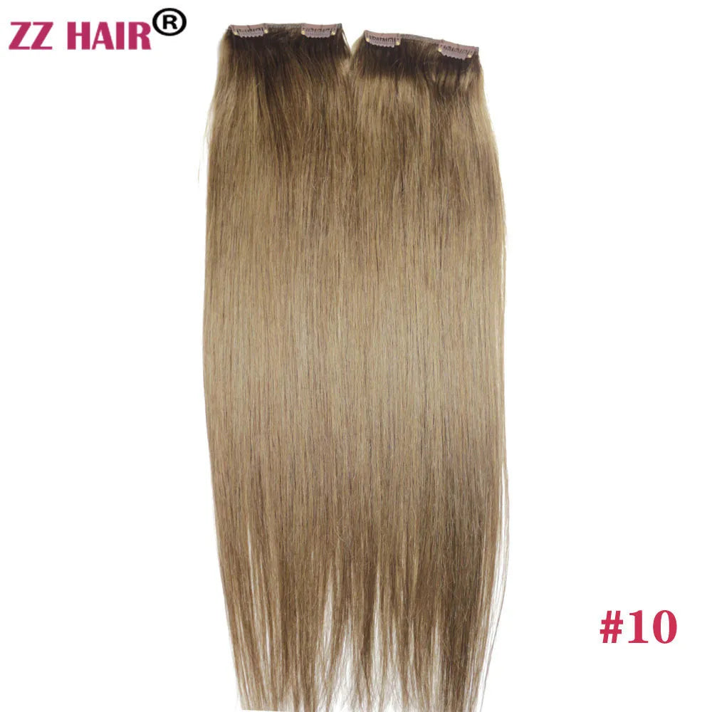 ZZHAIR 100% O Brazilian Human Remy Hair Extensions 16"-24" 2pcs Set 70g 80g Clips-in Two Pieces 2x10cm Natural Straight