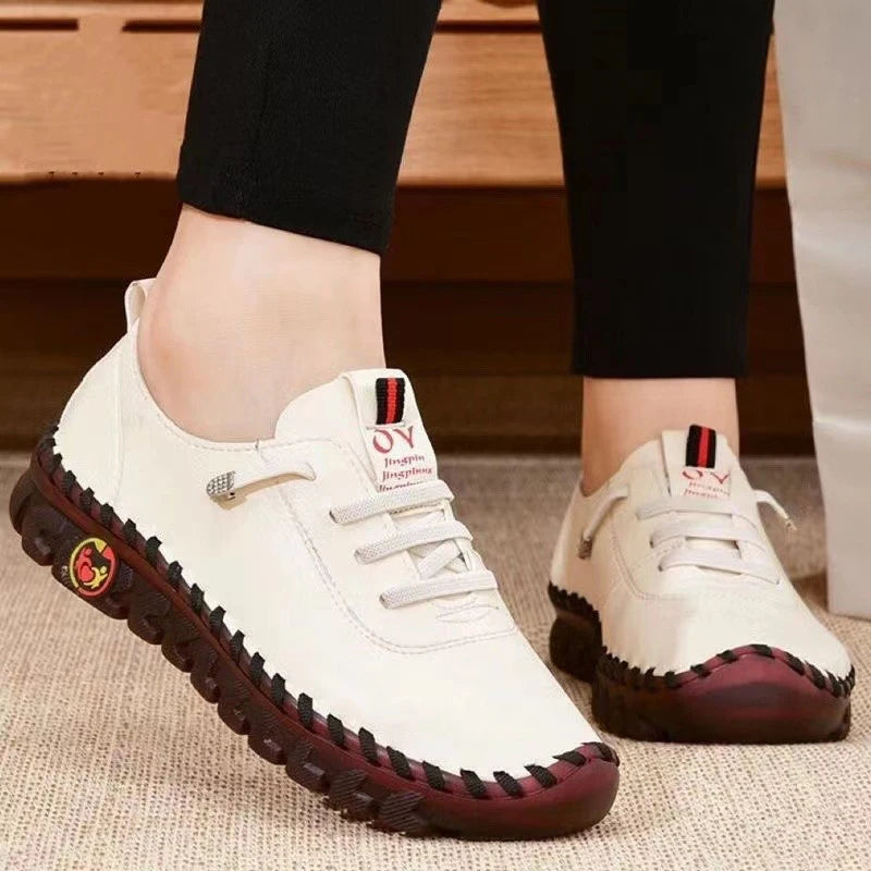 2025 Women Sneakers Platform Shoes Leather Patchwork Casual Sport Shoes Ladies Outdoor Running Vulcanized Shoes Zapatillas Mujer