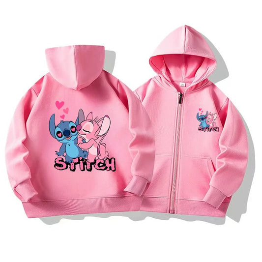 Kawaii Stitch Hoodie Children Cartoon Clothes Kid Girl Boy Lilo and Stitch Zipper Sweatshirt Manga Hoody Baby Casual Top