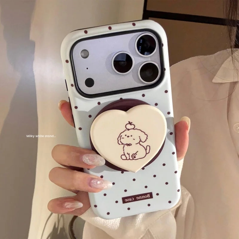 Korean Style Simple Polka Dot Magnetic Soft Phone Case For Magsafe IPhone 17 16 15 14 13 12 Pro Max Shockproof Protective Cover