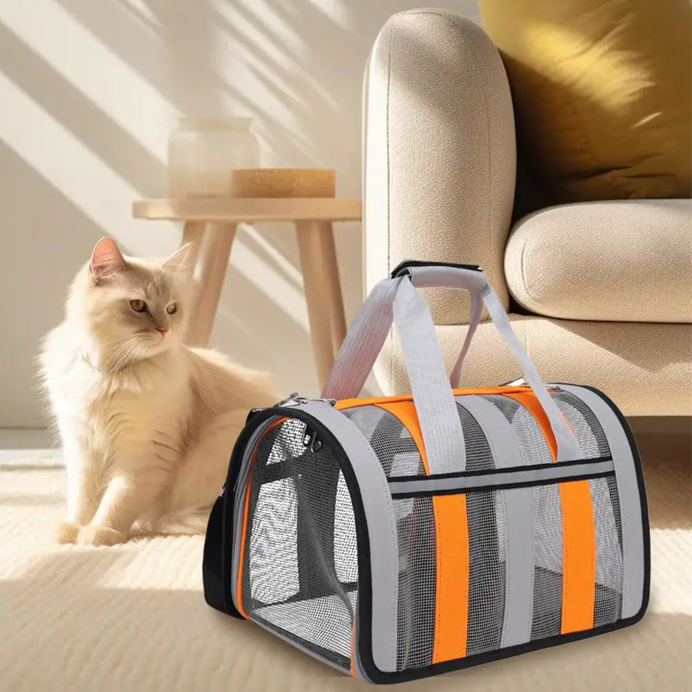 1Pc S/M/L Portable Folding Cat Bag Comfort Safety Large Capacity Crossbody Outdoor Pet Breathable Backpack Handheld Pet Bag