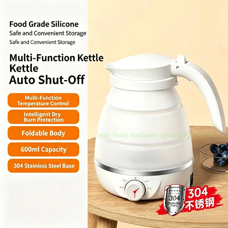 Baby Food Grade Silicone Portable Electric Kettle Folding Kettle Automatic Power-Off Electric Automatic Kettle  for Home Trip