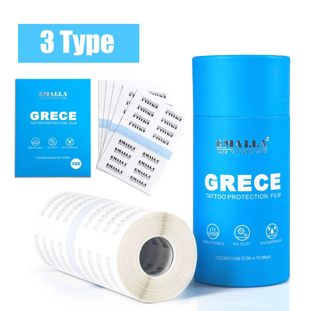 EMALLA GRECE Premium Tattoo Protection Film PU Tape for Aftercare Protective Skin Healing Tattoo Adhesive Bandages Repair