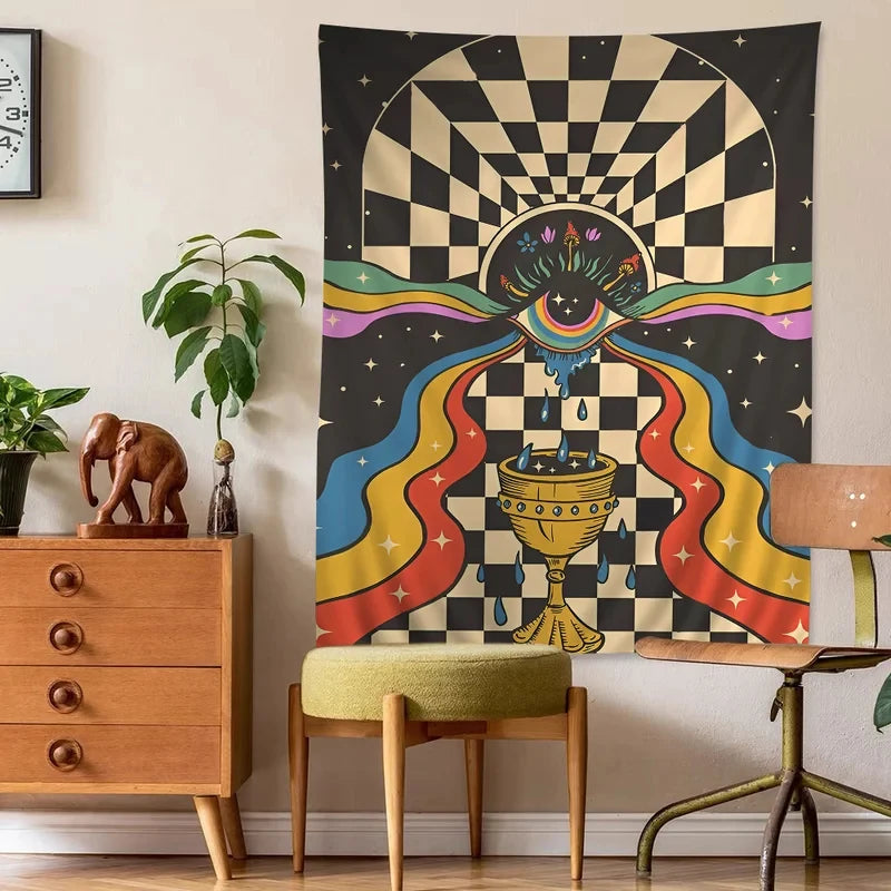 Retro Bohemian Psychedelic 70s DIY Wall Tapestry Science Fiction Art Home Decor for Room