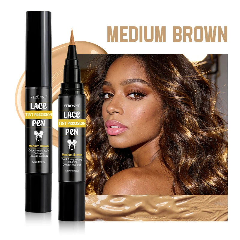 4 Colors Lace Tint Precision Pen 5ml Quick Dry Conceal Lace Dye Pen Portable Lace Tinting Concealer for Lace Wig Hairline Makeup