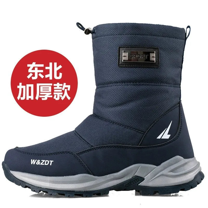 Winter Men's Boots Fashion High-top Casual Cotton Boot Thick Fur Plush Warm Snow Boots Non Slip Platform Boots for Men Botas2025