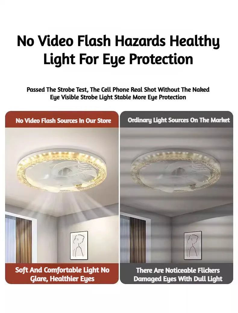 2-in-1 Ceiling Fan Light with Remote Control Screw Base LED Bulb Fan Lamp, Silent Adjustable Speed for Bedroom Living Room Home
