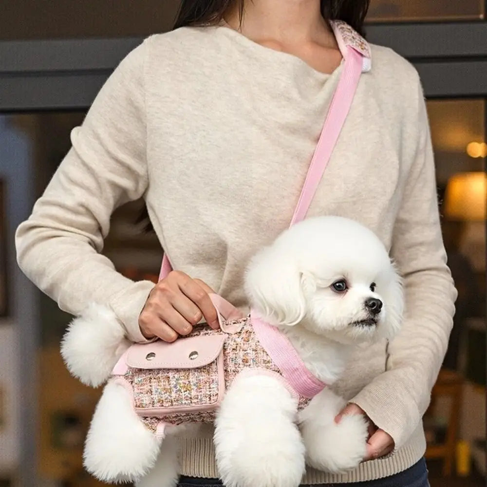 Stylish Dog Horizontal Backpack Elegant with Leash Handle Pet Traction Backpack Breathable Edge-wrapped Cat Carrier Bag Travel