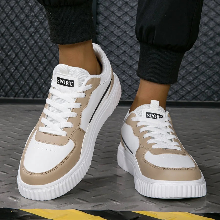 YRZL Fashion Leather Men Casual Shoes Lightweight Running Shoes Platform White Sneakers Outdoor Breathable Sport Shoes Shoes