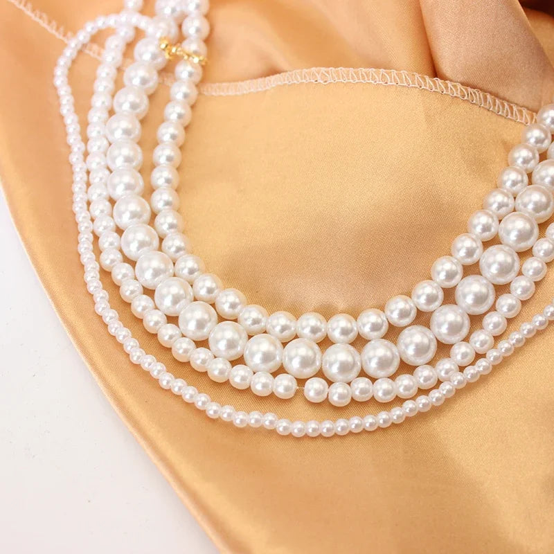 4 5 6 8mm White Pearl Chokers Necklace Clavicle Chain For Women Classic Fashion Elegant Wedding Neck Jewelry Love Pendant Gift