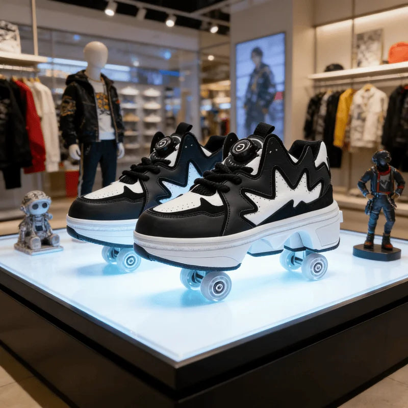 Stylish skating: 2-in-1 white convertible roller skates, leading the way in roller skating and making the best gift for friends.