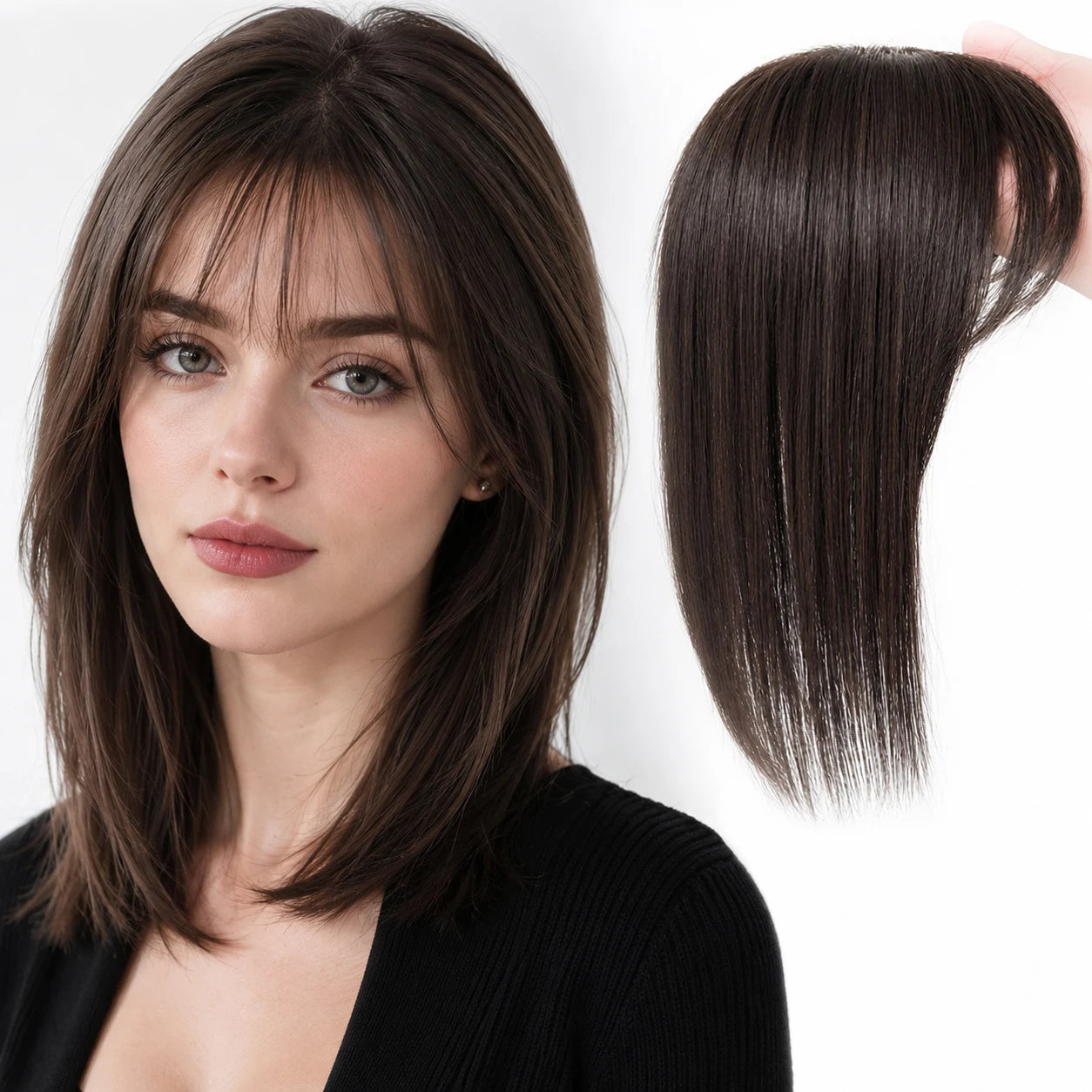 Brown Straight Hair Topper For Women Skin Silk Base Virgin Human Hair Piece Cover Breathable Silk Top Toupee with Clips in