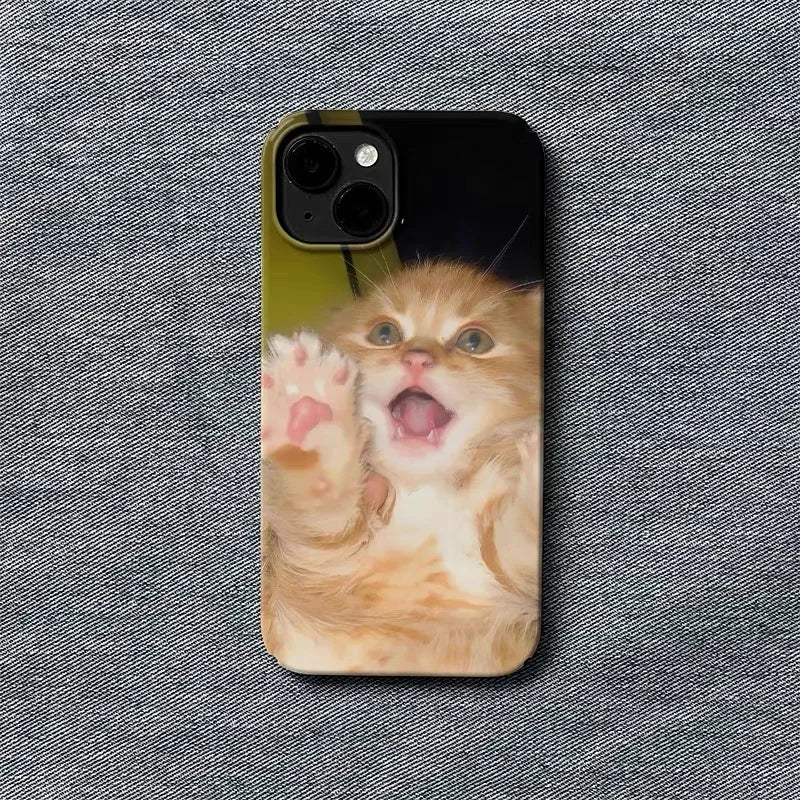 Ins Yellow Milk Cat Cartoon Phone Case for IPHONE 17 Air 16E 15 PROMAX 14 Plus 13 12 MINI 11 PRO 16Plus XR Acrylic Phone Cover