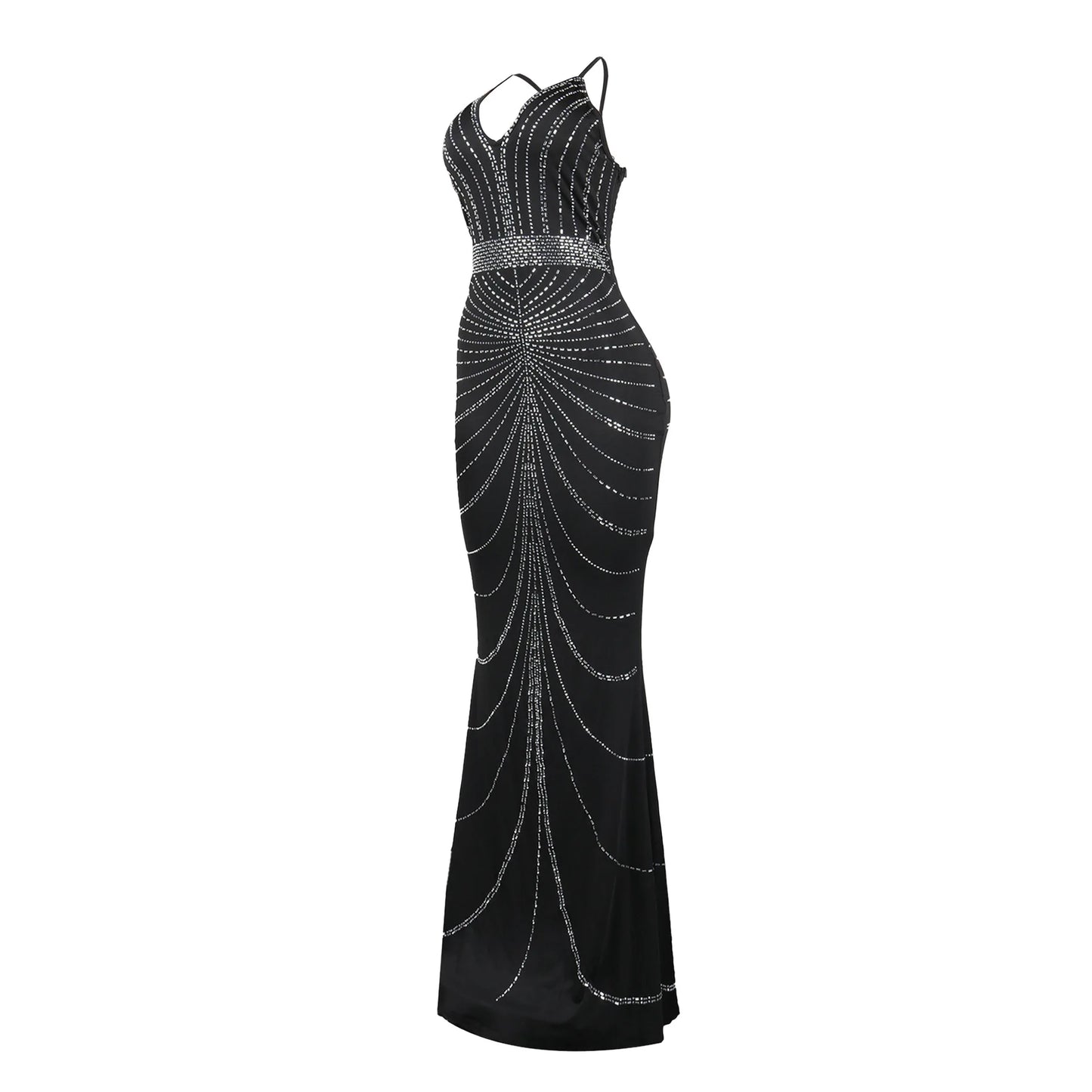 Sparkling Solid Color Hot Diamond Sheer Mesh Long Skirt, Elegant and Luxurious Spring Women's Cocktail Dress, Celebrity Clothing