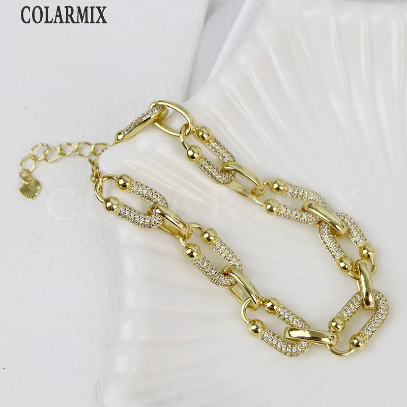Classic Zircon U Shape Chain 18-K Gold Plated Gold Chains Fashion Jewelry Style  40435