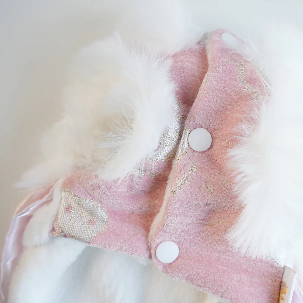 Pet Flannel Dress Rabbit Butterfly Tang Dress Princess New Year Small Medium Dog Coat Puppy Clothes Chinese Style Pet Skirt