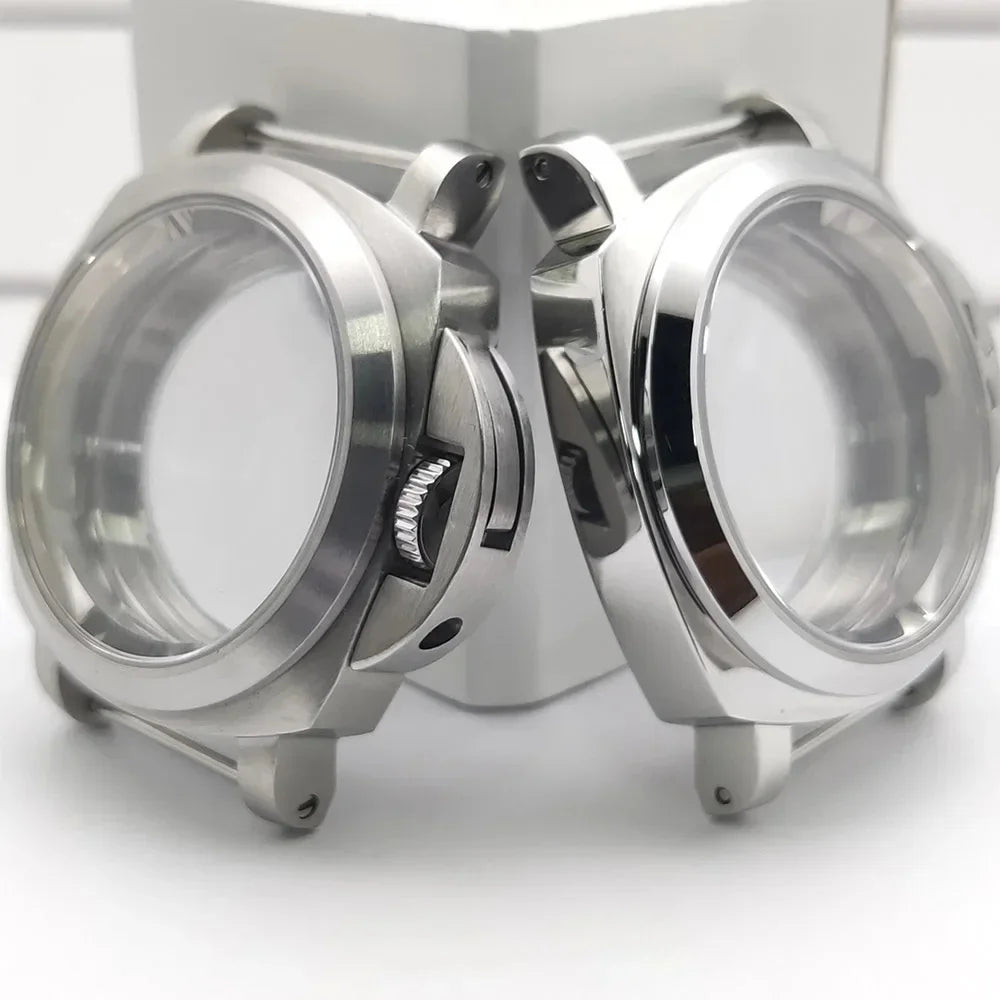 For Panerai Style 40mm Stainless Steel Watch Case with Crown Guard Bridge, Fit NH35 NH36 Movement, Watch Mod Parts