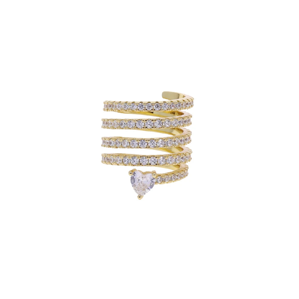 Micro Paved 5A CZ Multi Wrap Spring Spiral Open Adjusted Women Pinky Finger Ring Fashion Jewelry