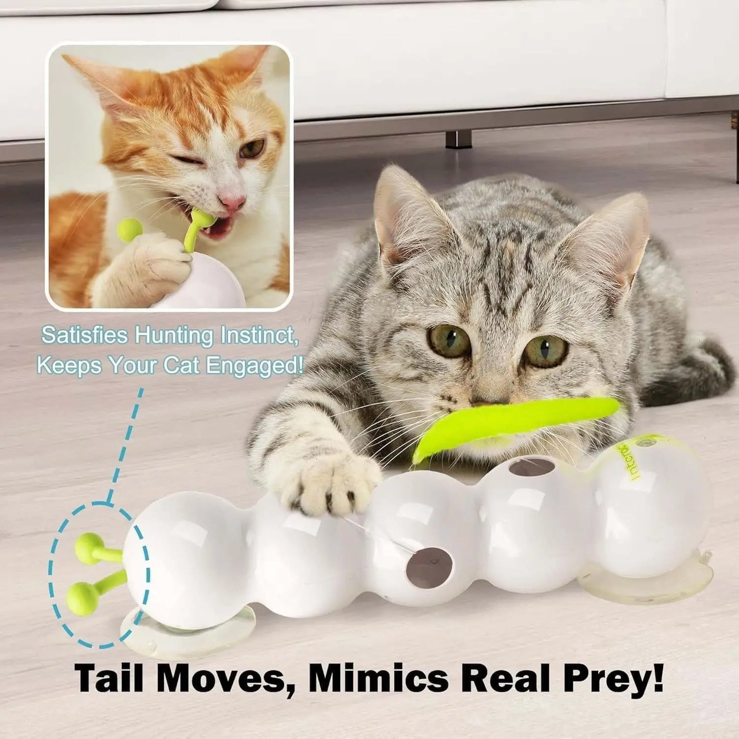 Interactive Cat Toy Motion Activated Wack A Worm Post Automatic Emerging Tail From Hole Teasing Kitten Play Cats Catnip Fun
