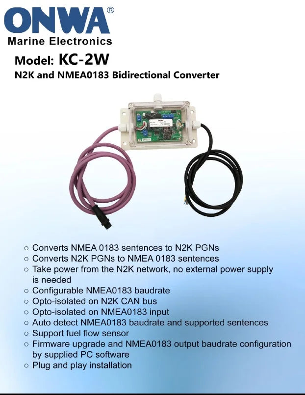 ONWA KC-2W NMEA2000 And NMEA0183 Bidirection Converter NMEA0183 to N2K WIFI module NMEA 0183 / ModBus TCP Slave Converter
