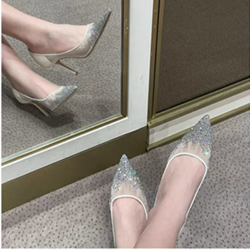 2026 European and American Women's New Mesh Pointed High Heels Shallow Mouth Sexy Fashion Shoes