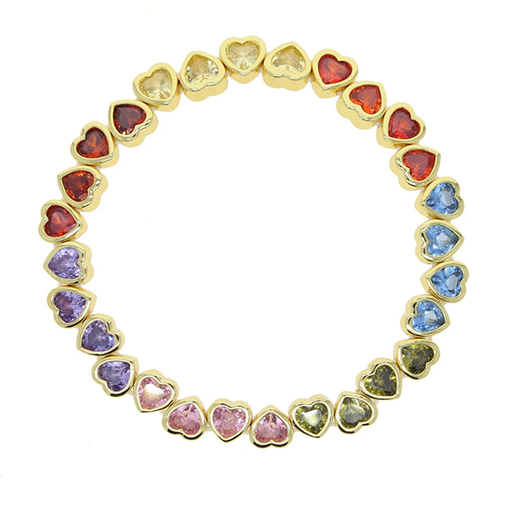 New Iced Out Bling CZ Geometric Stretchy Stretch Double Tennis Chain Bracelet Adjusted Size Bangle For Women Fashion Jewelry