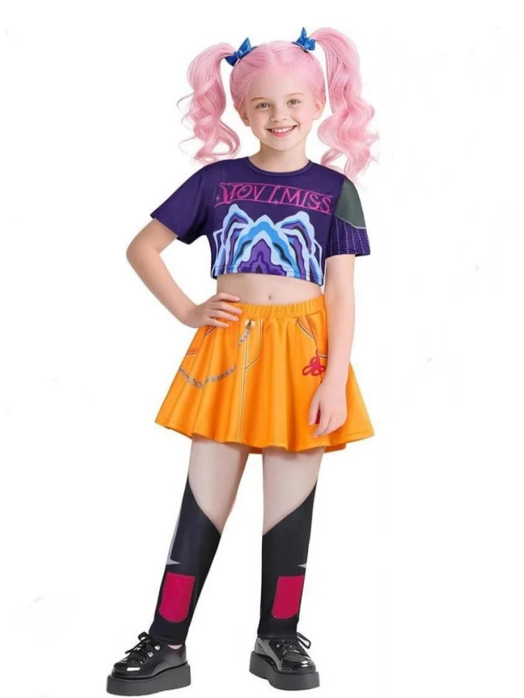 Kids Girls Costume Sets Kids Tops+Skirt Pants 2 Pieces Outfits Children K-Pop Fashion New Birthday Party Stage Performance Suit