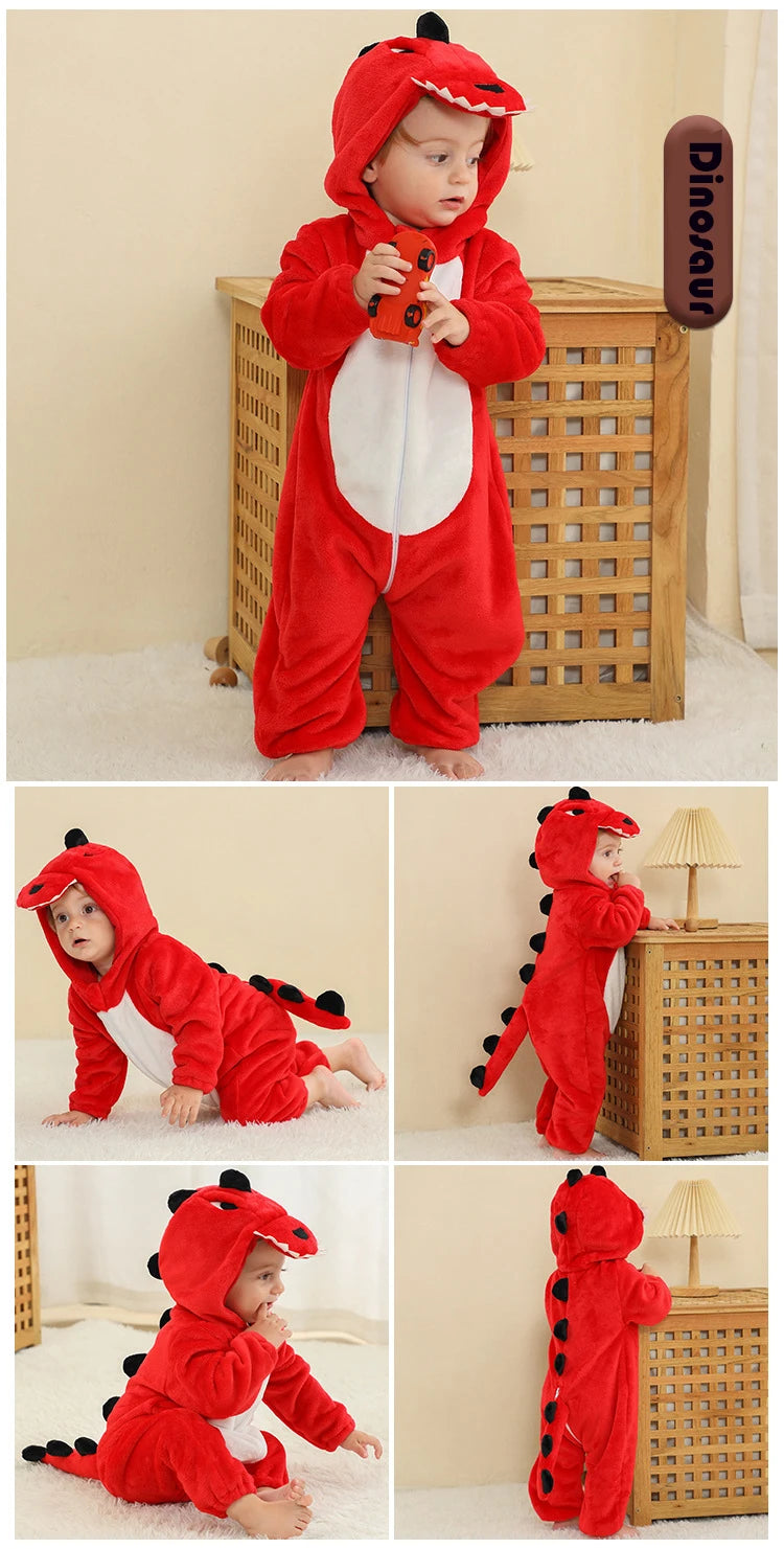 Autumn Winter Cartoon Style Winter Long Sleeve Baby Boys Girls Rompers Toddler Kids Playsuit Jumpsuits Baby Clothes Child Onesie