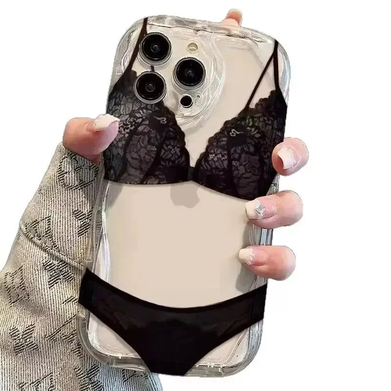 Fashion Sexy Lace Phone Case For iPhone 17 16 16e 15 14 13 12 11 Pro Max Mini X XR XSMAX 8 7 6S Air Plus 3D Wave Soft Back Cover