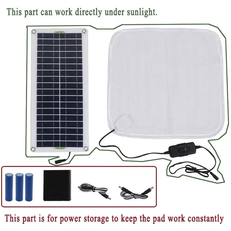 Solar Power Electric Heating Blanket for Winter Pets Warm Pad Protable Cat Dog Bed Warmer Heating Pad 12V 50W Solar Power Panel