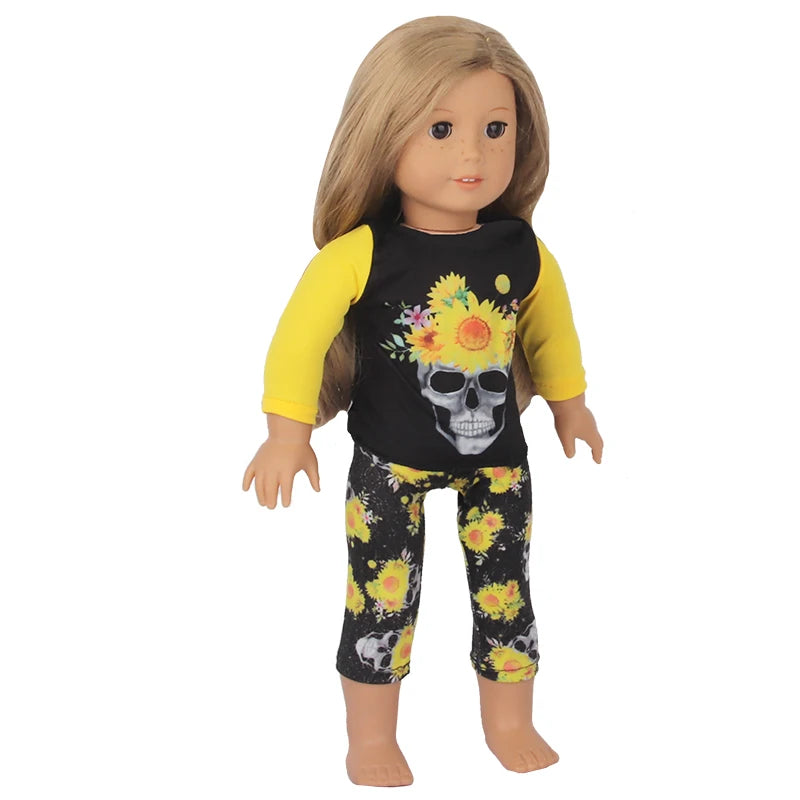 Halloween Doll Clothes Festival Pumpkin, Skeleton Costumes For 18 Inch American&43cm Baby New Born,OG,Life Girl Doll Accessories
