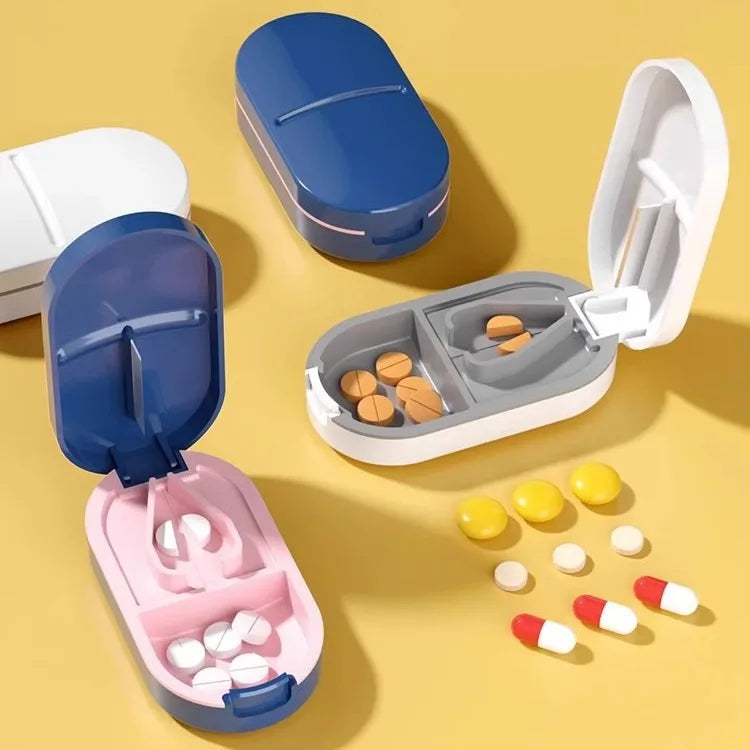 Medicine Pill Cutter Box Portable Drug Box Useful Grinder Splitter Medicine Pill Holder Tablet Cutter Splitter Divider Pill Case