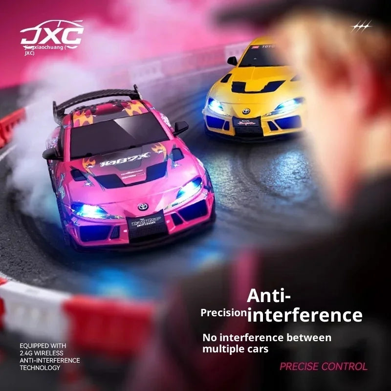 JXC1:43 Supra 1087X RC Drift Car Diecast Metal Body Static Model Grade Gyro 4WD Full Proportional Mini RC Vehicle for Collectors