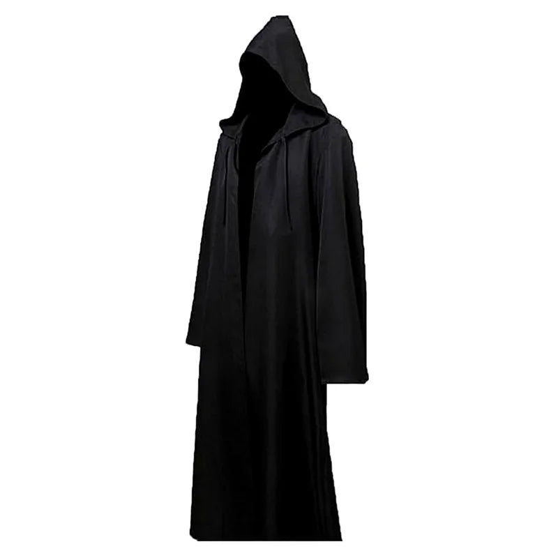 Halloween Cloak Cosplay Costume Sorcerer Long Shirt Hooded Black Robe Adult and Ghost of Horror Cloak Child Holiday Costume Set