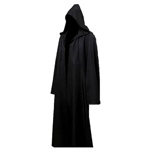 Halloween Cloak Cosplay Costume Sorcerer Long Shirt Hooded Black Robe Adult and Ghost of Horror Cloak Child Holiday Costume Set