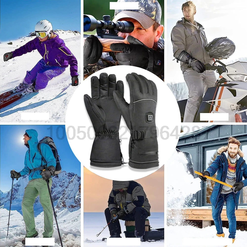 Winter Electric Heated GlovesWith Battery Box Rechargeable Anti-Cold Comfort Men Women Thermal Heated Outdoor Camping Ski Sports