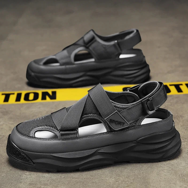 2025 NEW Height Platform Street Male Shoes Non-slip Thick Soled Sports Slides Light Outdoor Hiking Shoes Summer Men's Sandals