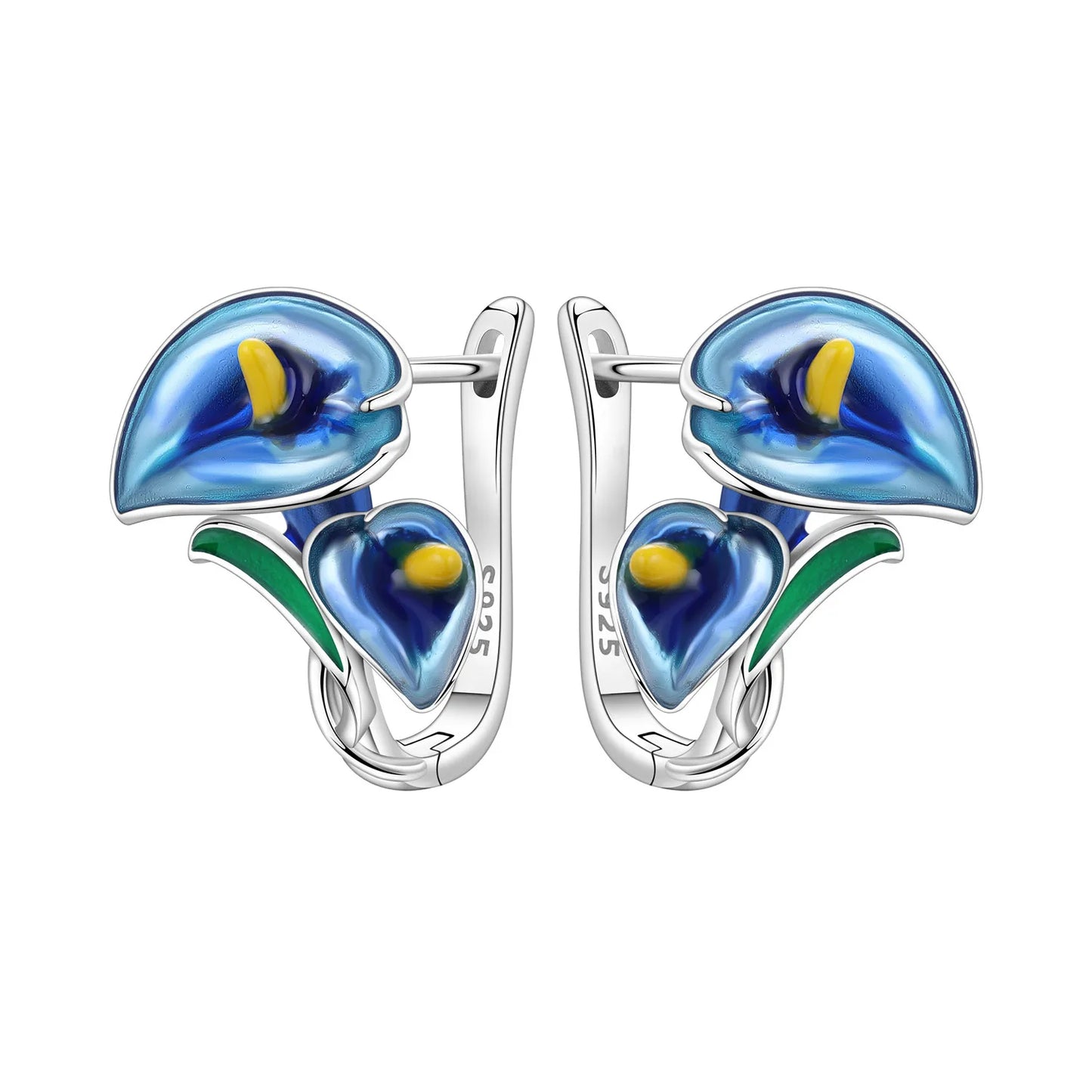 925 Sterling Silver Needle Iris Flower Hoop Earrings for Women Original Elegant Versatile Jewelry Birthday Party Fine Gift 2026