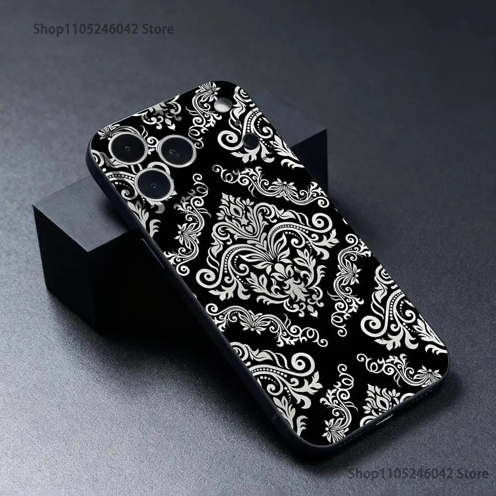 Bandana Pattern Phone Case For iPhone 17,16,15,14,13,12,11,Pro,XS,Max,XR,Plus,E,SE4,Mini Black Soft Cover