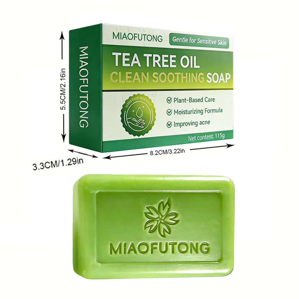MIAOFUTONG Gentle for Sensitive Skin TEA TREE OIL ANTI-FUNGAL SOAP Plant-Based Care Moisturizing Formula Improving Acne