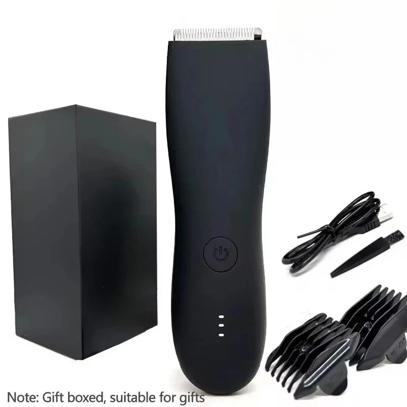 Balls Trimmer Men, Pubic & Body Hair Trimmer Groin Men, IPX7 Waterproof Electric Body Groomer with Replaceable Ceramic Blade
