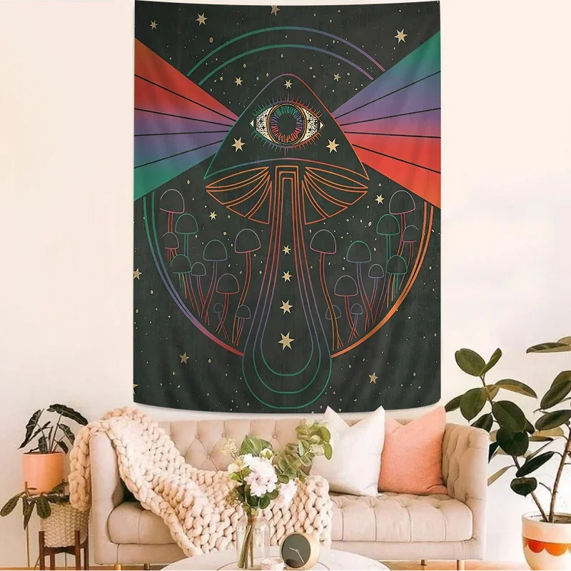 Retro Bohemian Psychedelic 70s DIY Wall Tapestry Science Fiction Art Home Decor for Room